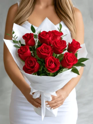 10_Red_Roses_Wrapped_Bouquet