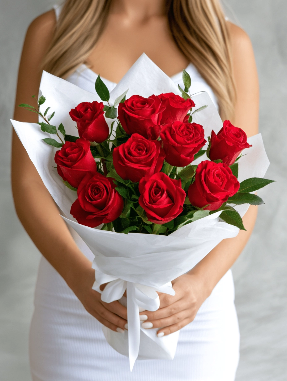 10_Red_Roses_Wrapped_Bouquet
