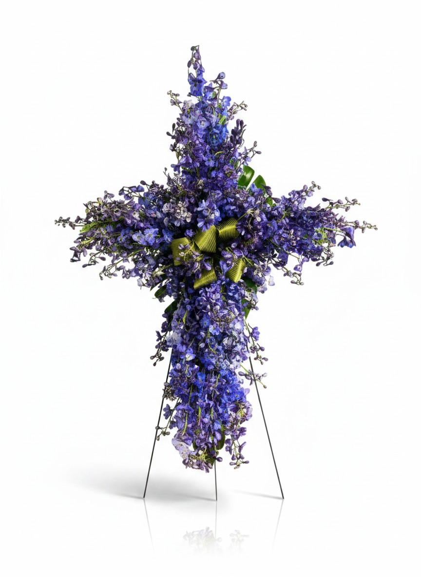 Delphinium Sympathy Cross