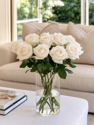Dozen White Roses flower arrangement