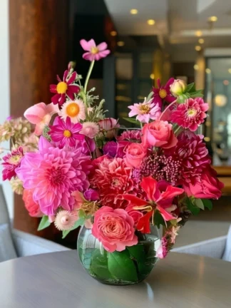 Pink Flower Arrangement ,Garden Style