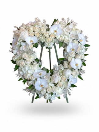 White Open Heart Wreath