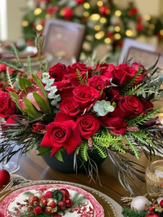 Best Wishes 25 roses with tropical flowers