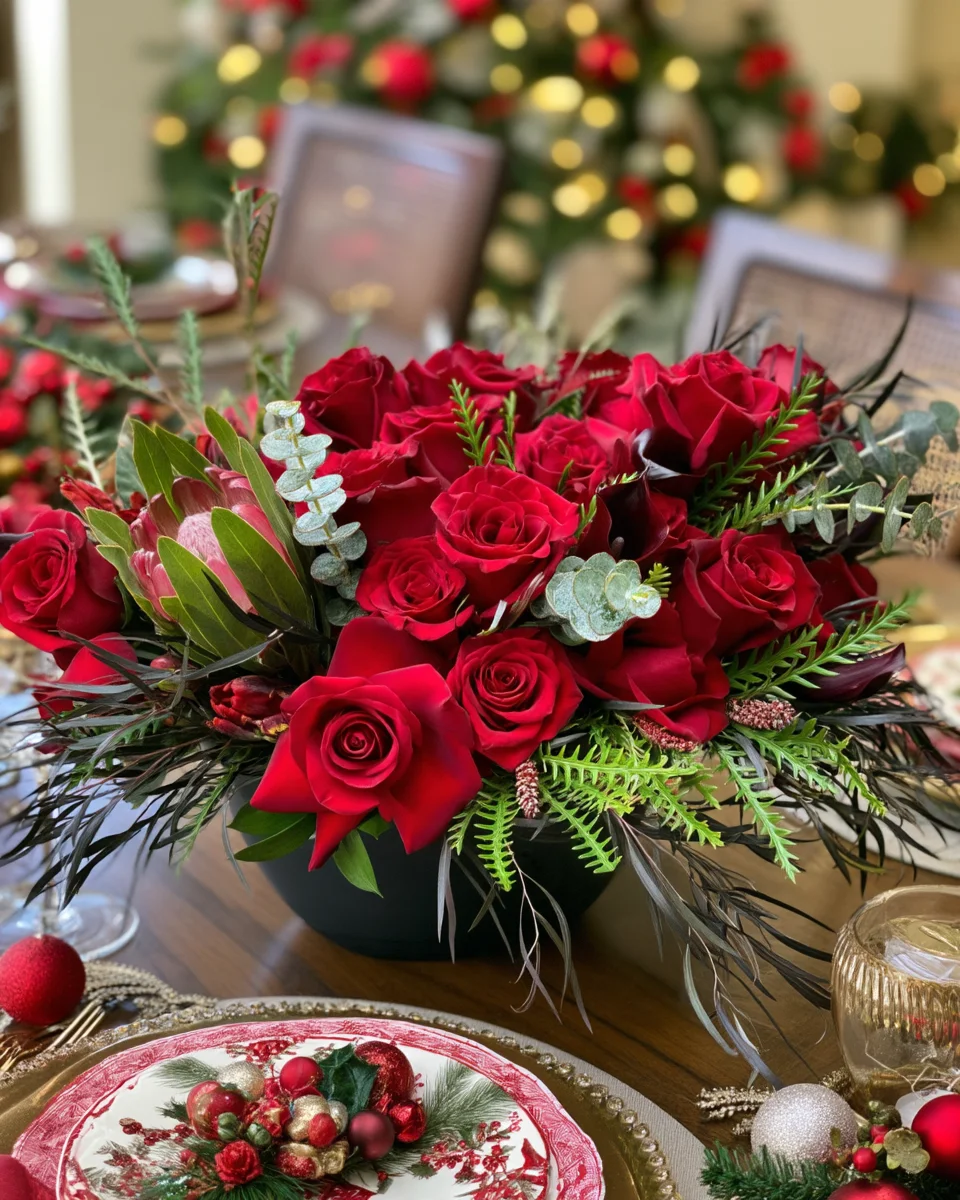 Best Wishes 25 roses with tropical flowers