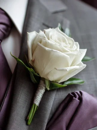Single White Rose Boutonniere